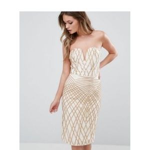 Asos TFNC Sweetheart Pencil Dress in DiamondSequin
